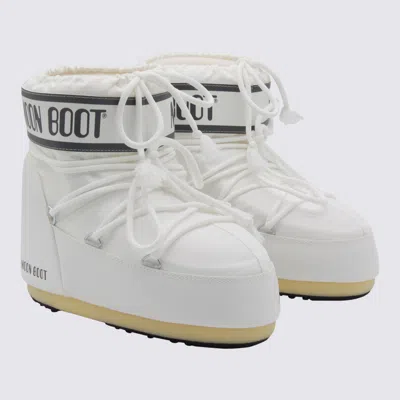Moon Boot Mb Icon Low Glitter Woman Ankle Boots Pink Size 8-9.5 Plastic In White