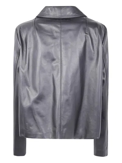 Marni Calfskin Long Sleeve Jacket Pockets In Burgundy