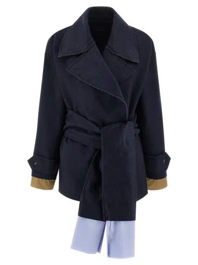 Maison Jejia Cashmere Wool Coat Coats And Trench Coats Blue In Blue