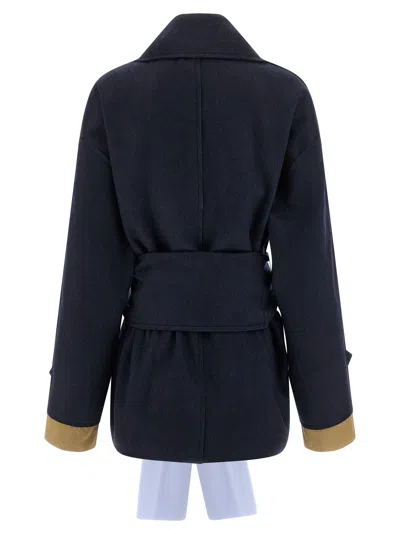 Maison Jejia Cashmere Wool Coat Coats And Trench Coats Blue In Blue