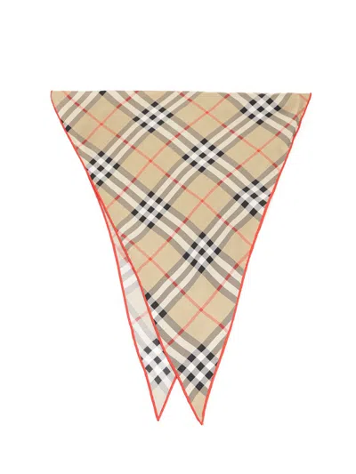 Burberry Check Silk Scarf Scarves And Foulards Multicolor In Multi
