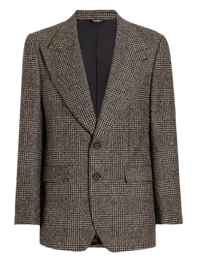 Dolce & Gabbana Single-breasted Felted Jacket In Brown