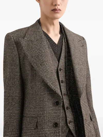 Dolce & Gabbana Single-breasted Felted Jacket In Brown