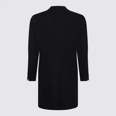 Canali Double-breasted Wool Coat In Black