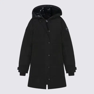 Canada Goose Long Hooded Down Jacket With Adjustable Cuffs In Black
