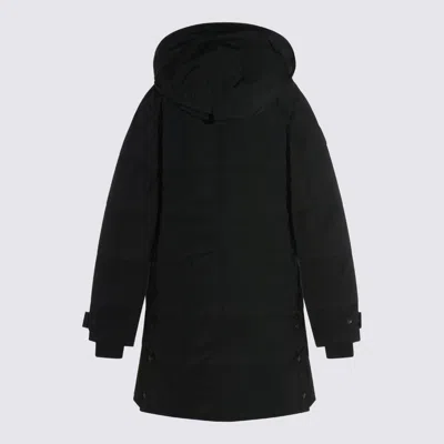 Canada Goose Long Hooded Down Jacket With Adjustable Cuffs In Black