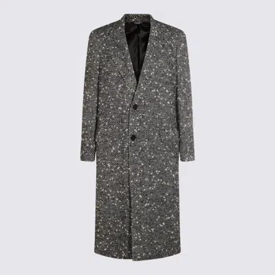 Dolce & Gabbana Herringbone Coat In Gray