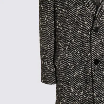 Dolce & Gabbana Herringbone Coat In Gray