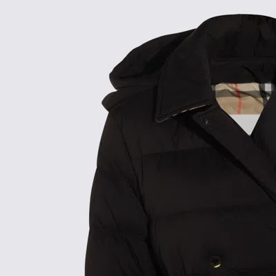 Burberry Double-breasted Kent Long Puffer Coat With Belt In Black