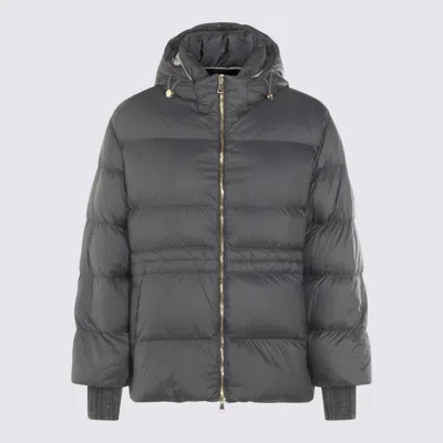 Fabiana Filippi Hooded Quilted Down Jacket Drawstring Detail In Gray