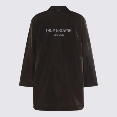 Thom Browne Dark Grey Coat In Black