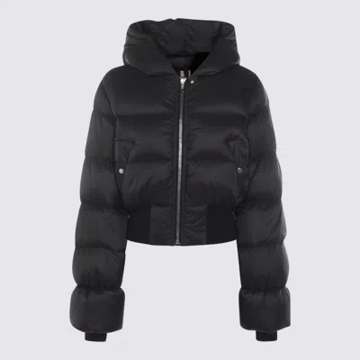 Rick Owens Zip-up Hooded Down Jacket In Black