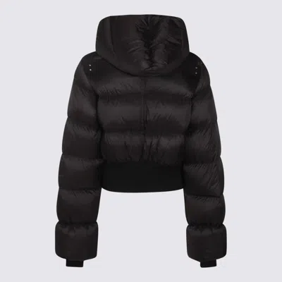 Rick Owens Zip-up Hooded Down Jacket In Black