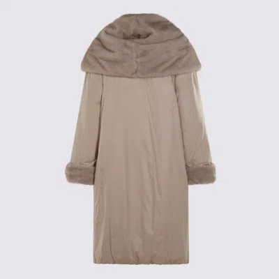 Antonelli Fur Collar Long-sleeved Coat In Brown