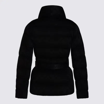 Elisabetta Franchi Jacquard Sail Fabric Down Jacket With Belt Clothing In Black