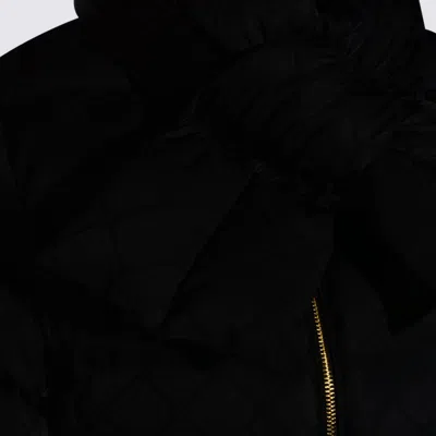 Elisabetta Franchi Jacquard Sail Fabric Down Jacket With Belt Clothing In Black