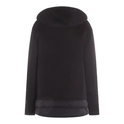 Moorer Hooded Long Sleeve Down Jacket With Pockets In Black