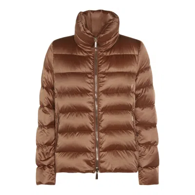 Moorer Insulated Jackets With High Collar And Pockets In Brown