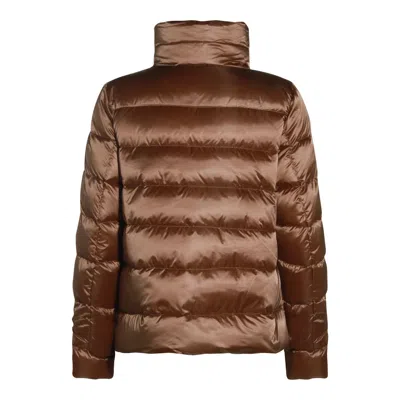 Moorer Insulated Jackets With High Collar And Pockets In Brown
