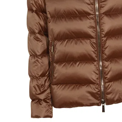 Moorer Insulated Jackets With High Collar And Pockets In Brown