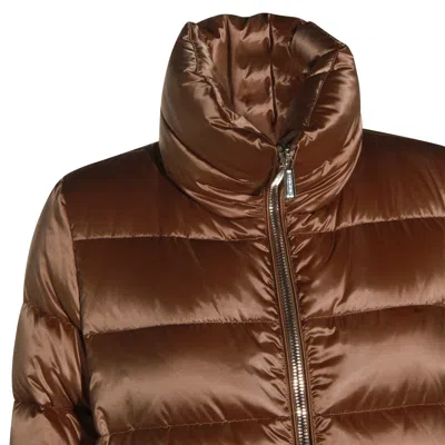 Moorer Insulated Jackets With High Collar And Pockets In Brown