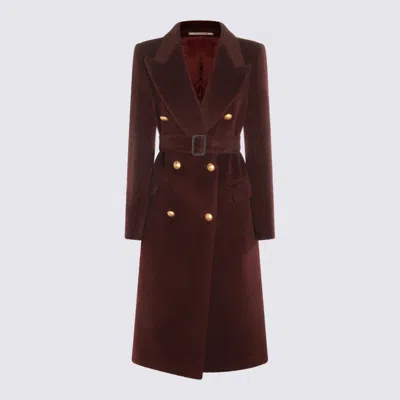 Tagliatore Long Coat With Belt And Gold Buttons In Multi