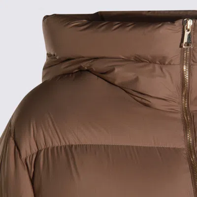 Fabiana Filippi Hooded Long Quilted Down Jacket In Animal Print