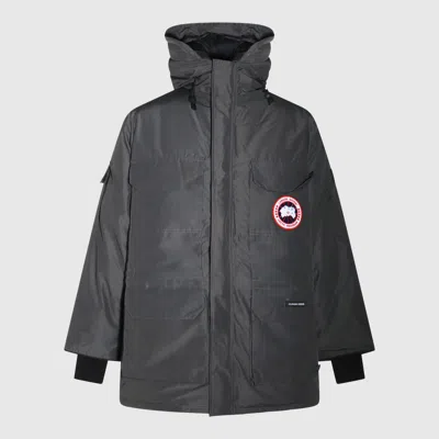 Canada Goose Long Length Hooded Down Outerwear In Gray