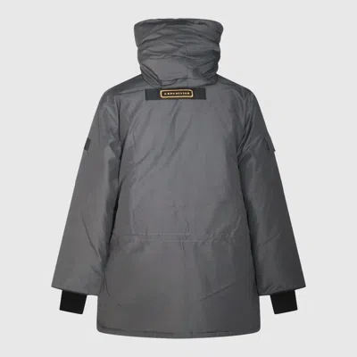 Canada Goose Long Length Hooded Down Outerwear In Gray