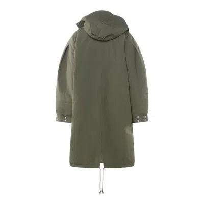 Ganni Military Green Nylon Down Jacket In Green