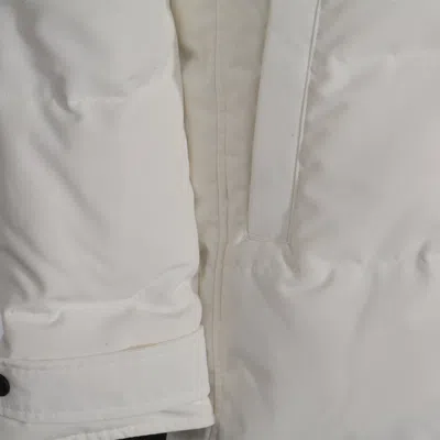 Canada Goose Hooded Long Quilted Jacket With Adjustable Cuffs In White