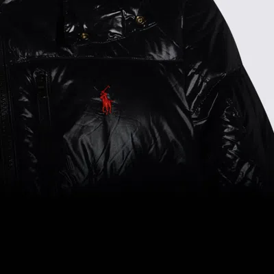 Polo Ralph Lauren Classic Black Bomber Jacket With Ribbed Trim And Structured Fit In Black