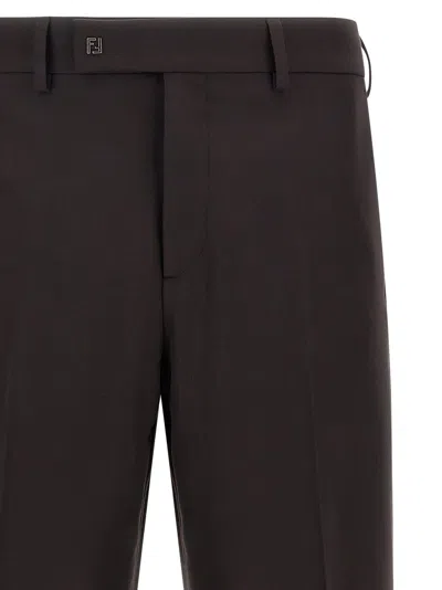 Fendi Wool Cigarette Trousers In Brown