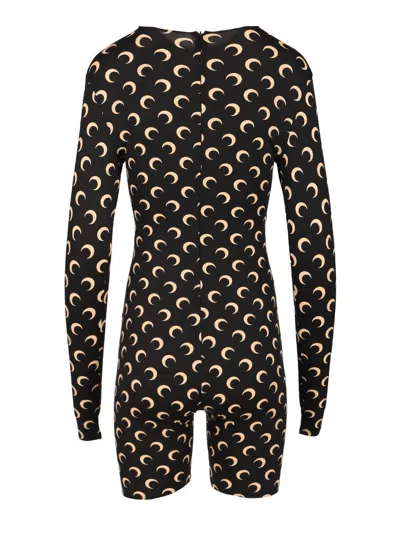 Marine Serre Crescent Moon Print Jumpsuit Trousers Black In Black