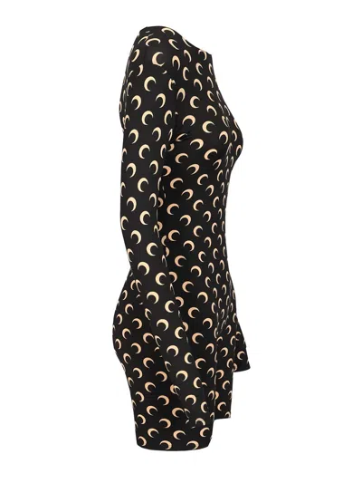 Marine Serre Crescent Moon Print Jumpsuit Trousers Black In Black
