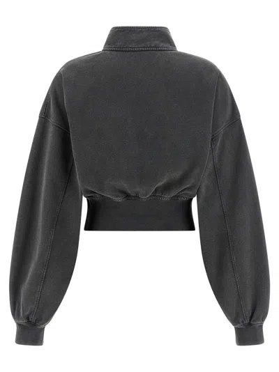 Alexander Wang T T By Alexander Wang Charcoal Cotton Sweatshirt In Black