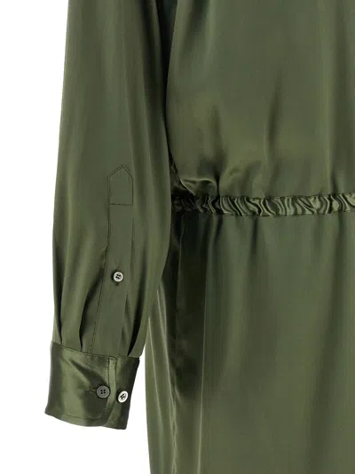 Dries Van Noten Long Sleeve Dress With Adjustable Waist Tie In Green