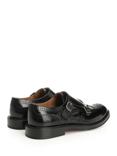 Corvari Double Monk Duilio Pelle Spazzolata Loafers Black In Black