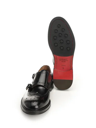 Corvari Double Monk Duilio Pelle Spazzolata Loafers Black In Black