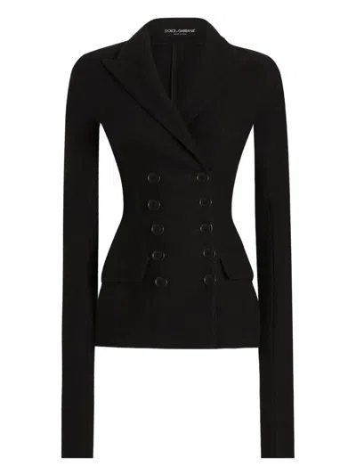 Dolce & Gabbana Double-breasted Jacket In Wool Cloth In Black