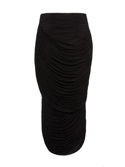 Magda Butrym Midi Skirt With Draped And Ruched Design In Black