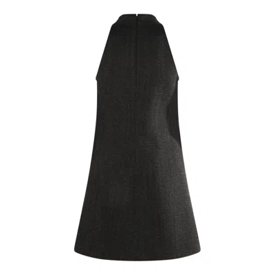 Courrèges Textured Fabric Knee Length Dress With Front Pockets In Black