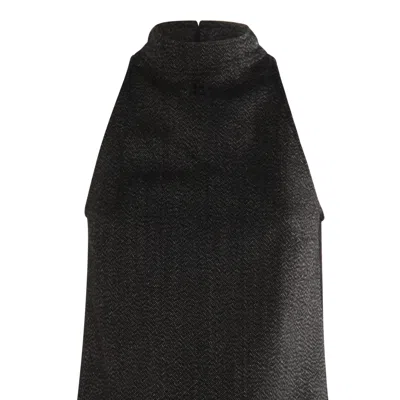 Courrèges Textured Fabric Knee Length Dress With Front Pockets In Black