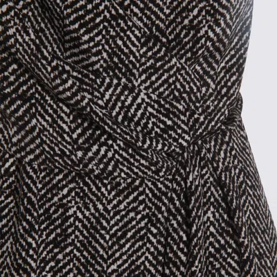 Dolce & Gabbana Heavy Crepe Dress With Chevron Print Dresses Grey In Black
