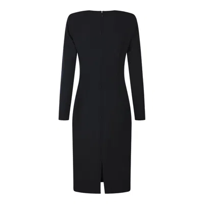 Elisabetta Franchi Shoulder Reinforced V-neckline Midi Dress With Split In Black