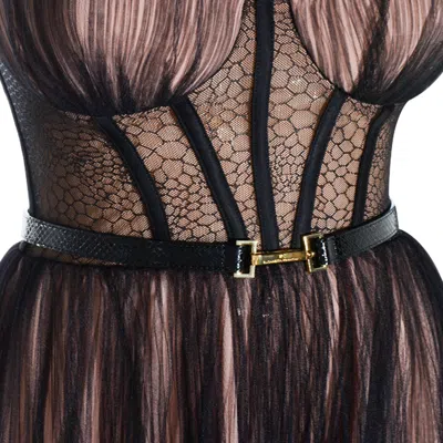 Elisabetta Franchi Midi Dress With Lace And Spaghetti Straps In Multi