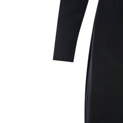 Elisabetta Franchi Shoulder Reinforced V-neckline Midi Dress With Split In Black