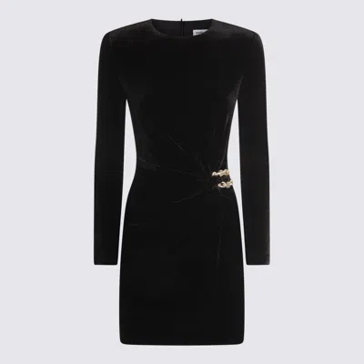 Self-portrait Twisted Waist Dress With Gold Detail In Black