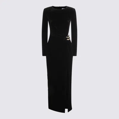 Self-portrait Black Velvet Embellished Midi Dress Clothing In Black