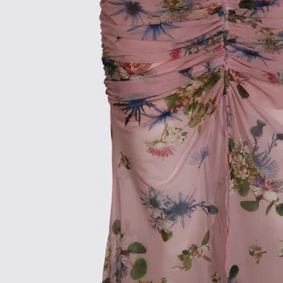 Blumarine Floral Cut-out Dress Spaghetti Straps In Pink